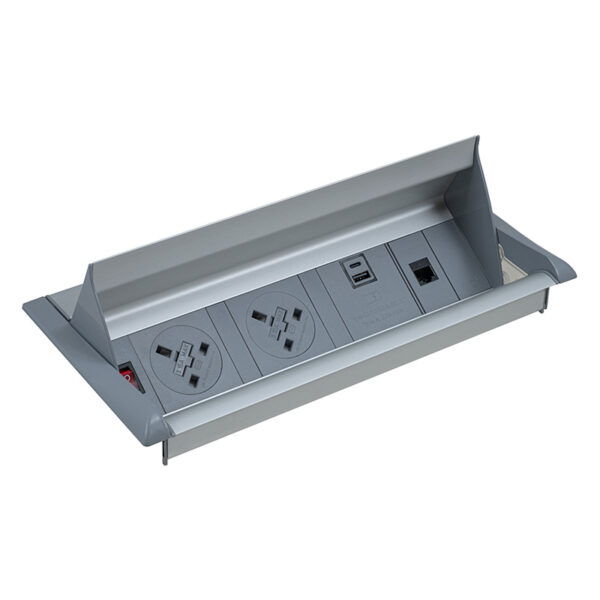 Aero Fliptop In-Table Power Module 2 x UK Sockets 1 x RJ45 Socket 1 x Twin USB Fast Charger
