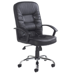Hertford High Back Managers Chair - Black Leather Faced