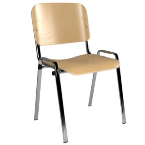 Taurus Wooden Stacking Meeting Room Chair no Arms - Chrome Frame