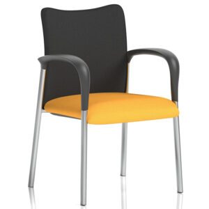 Academy Stackable Visitor Chair with Arms – Black Fabric Back, Custom Seat Colour
