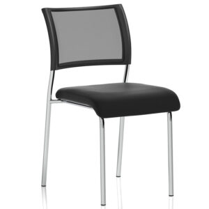 Brunswick Visitor Chair Black Fabric Without Arms Chrome Frame