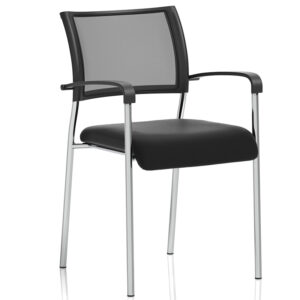 Brunswick Visitor Chair Black Fabric With Arms Chrome Frame