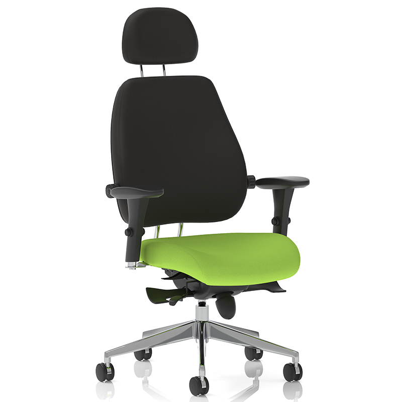 Chiro Plus High Back Ergonomic Office Chair with Arms and Headrest - Custom Seat Colour
