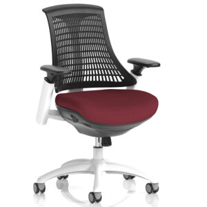 Flex Task Operator Chair – White Frame, Black Mesh Back, Bespoke Seat