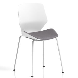 Florence White Frame Grey Fabric Visitor Chair