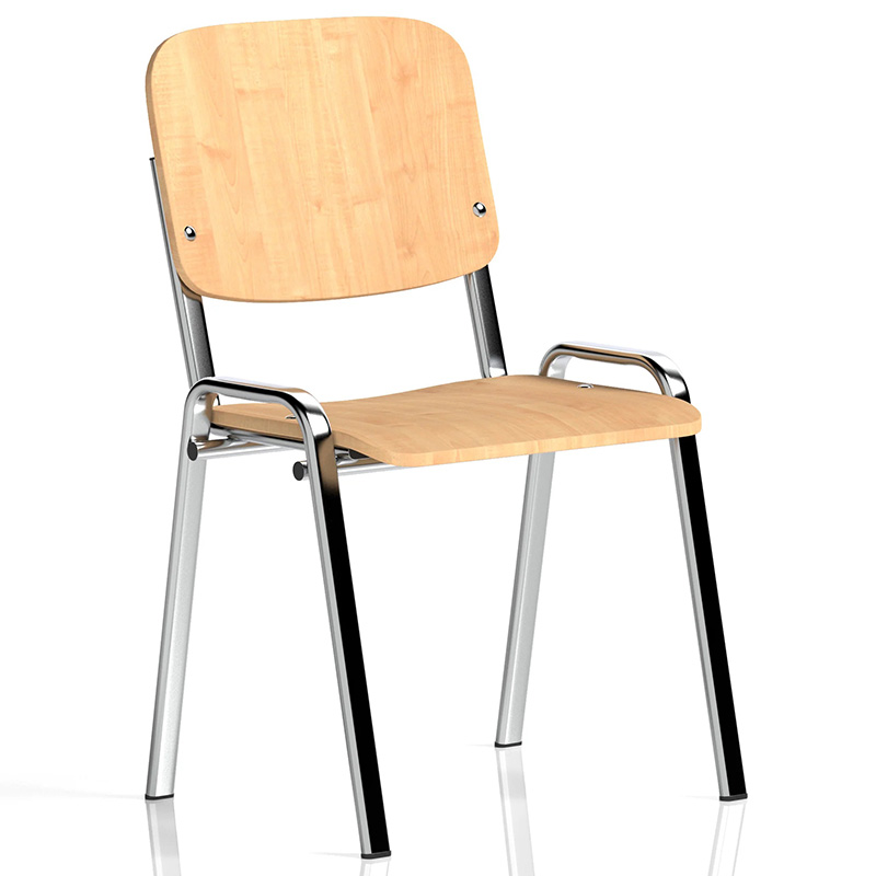 ISO Beech Stacking Visitor Chair – Chrome Frame Conference Seating