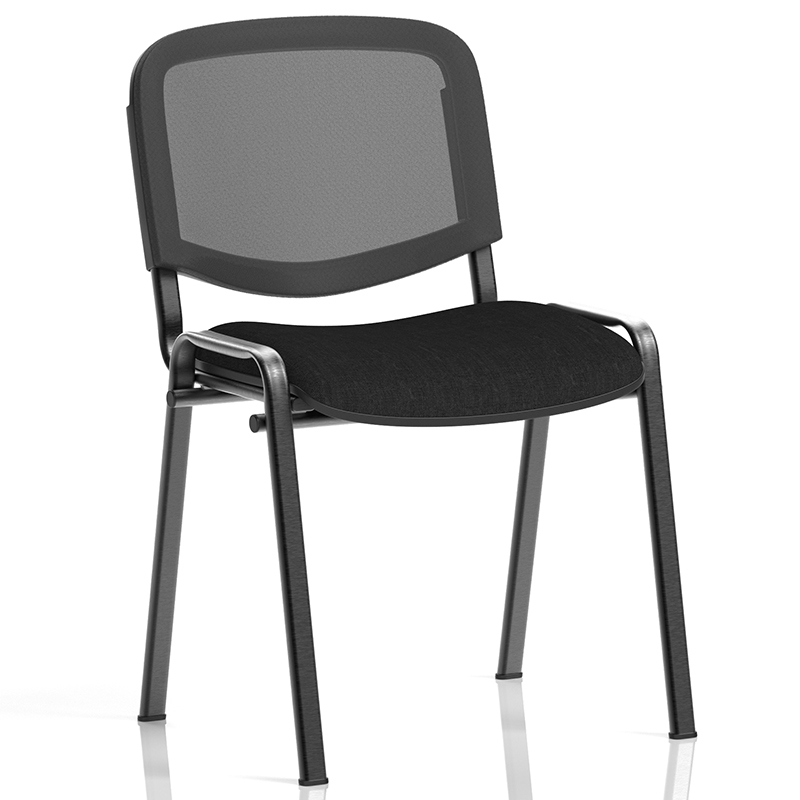 ISO Stacking Chair Mesh Back Black Fabric and Black Frame