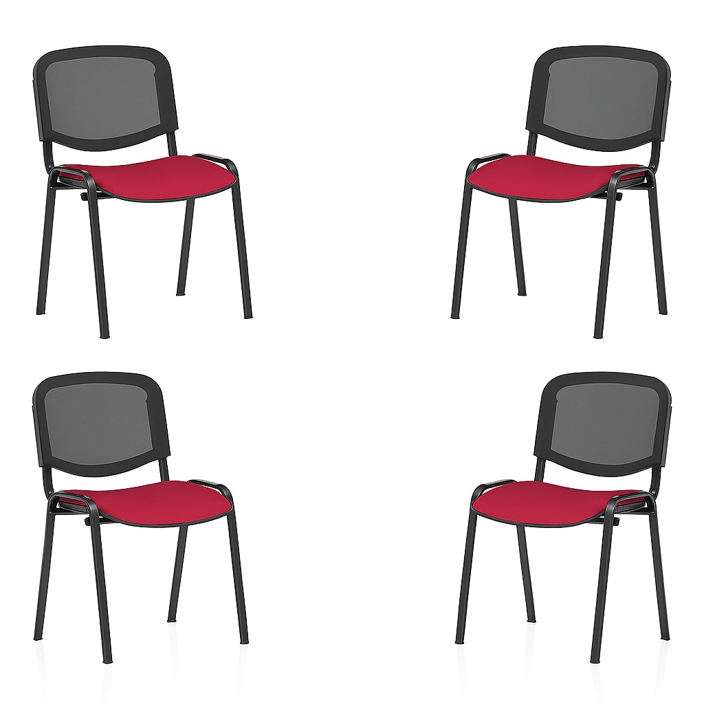 ISO Black Frame Mesh Back Bespoke Fabric Seat - Pack of 4