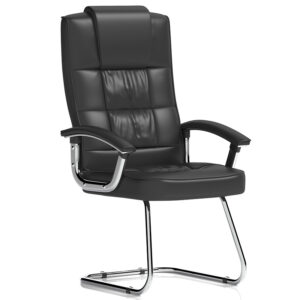 Jenson Deluxe Black Faux Leather Chrome Cantilever Visitor Chair with Arms