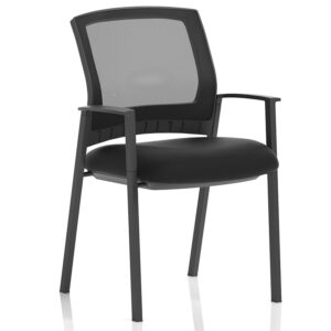 Metro Visitor Chair – Black Mesh Back, Black Fabric Seat, with Armrests