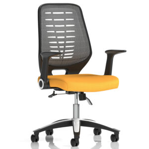Relay Mesh Operator Chair – Silver Back with Folding Arms & Custom Seat