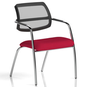 Swift Visitor Chair with Straight Chrome Legs – Mesh Back & Custom Upholstered Seat