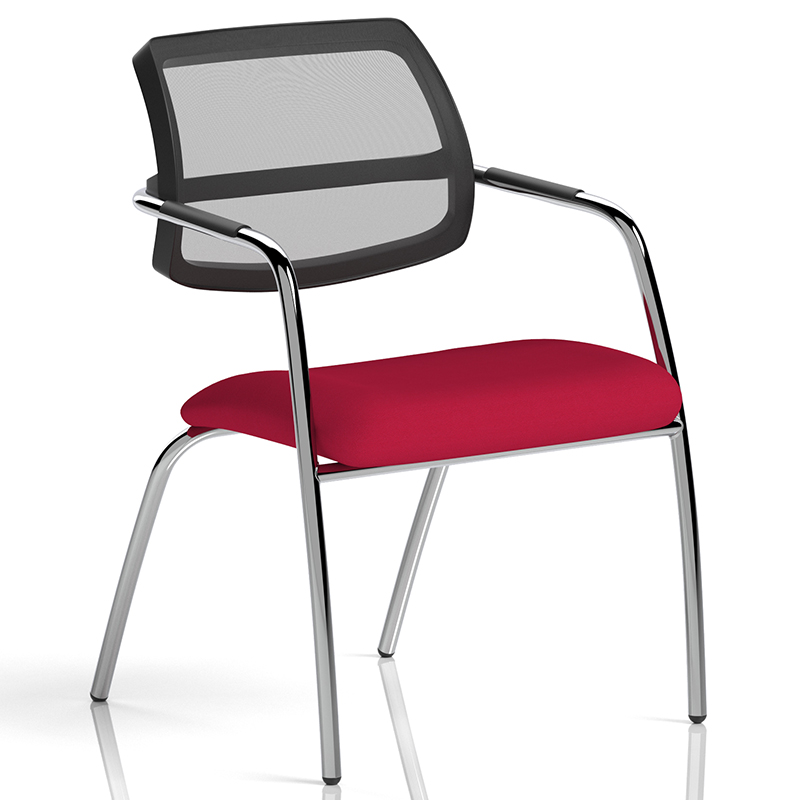 Swift Visitor Chair with Straight Chrome Legs – Mesh Back & Custom Upholstered Seat