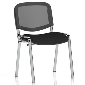 ISO Stacking Chair Mesh Back Black Fabric Chrome Frame