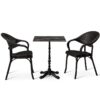 Nobis Furniture - Next Day Olivia Black Marble HP Laminate Square Outdoor Dining Set - 2 Seater Side Chair Set