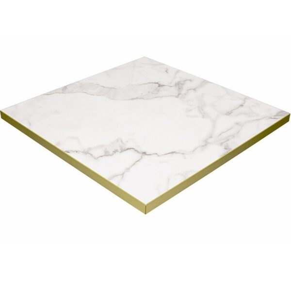 Nobis Furniture - NEXT DAY 25mm Luxury High Gloss White Marble Laminate Table Tops with Gold Effect Edging