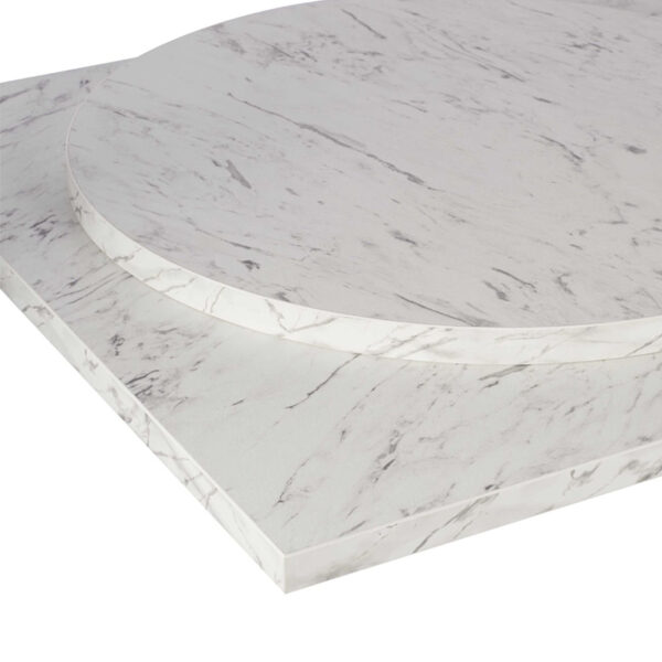 Nobis Furniture - 25mm White Carrara Marble Matching ABS Laminate Table Tops - Stocked Sizes