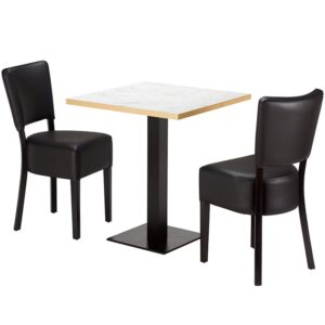 Alto Black 2 Seater Small Dining Set -White Marble Laminate