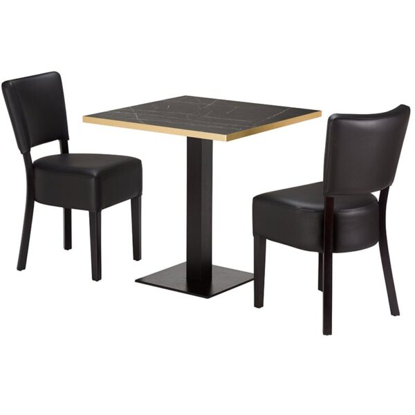Alto Black 2 Seater Small Dining Set - Black Marble Laminate
