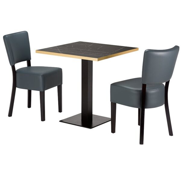 Alto Grey 2 Seater Small Dining Set - Black Marble Laminate