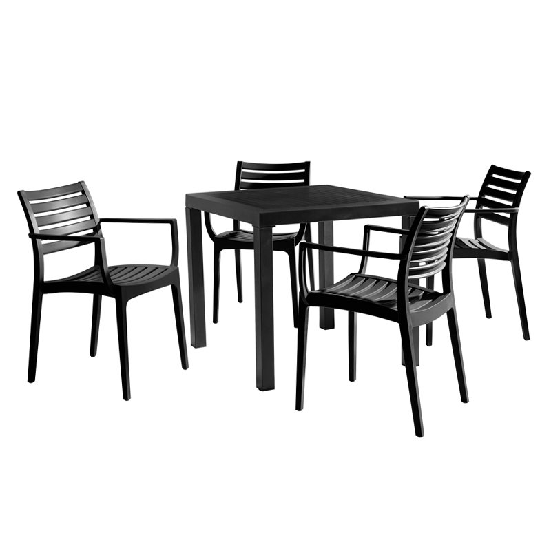 Nobis Furniture - Artemis Black Square Outdoor Dining 4 Seater Set