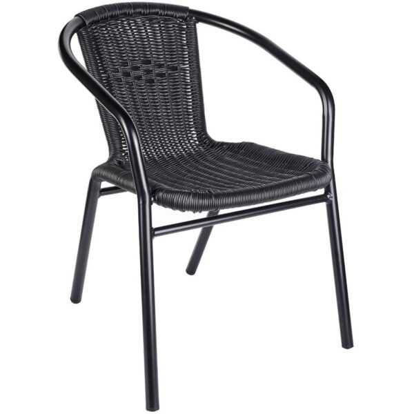 Nobis Furniture - Black Wicker Stacking Arm Chair