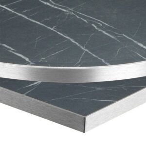 Nobis Furniture - 25mm Premium Black Pietra Laminate Table Tops with Silver Effect Edging