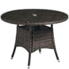 Nobis Furniture - Brown Weave Clova Glass Top Dining Table