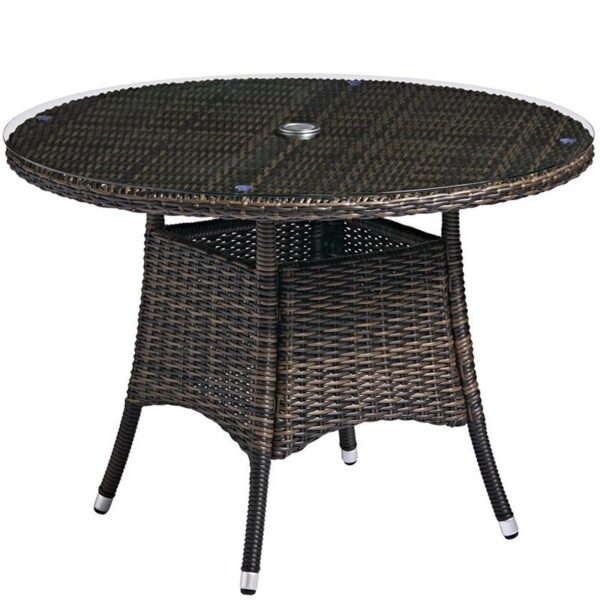 Nobis Furniture - Brown Weave Clova Glass Top Dining Table
