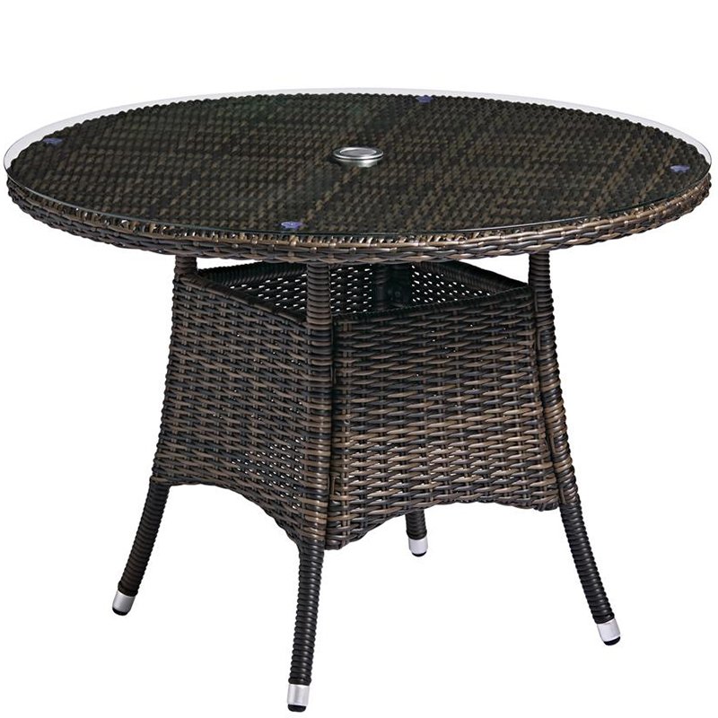 Nobis Furniture - Brown Weave Clova Glass Top Dining Table