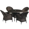 Nobis Furniture - Brown Weave Clova Glass Top Dining Table Set