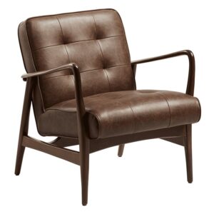 Nobis Furniture - Byron Lounge Arm Chair - Vintage Brown Faux Leather