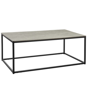 Chunk Cement Rectangular Black Steel Complete Coffee Table