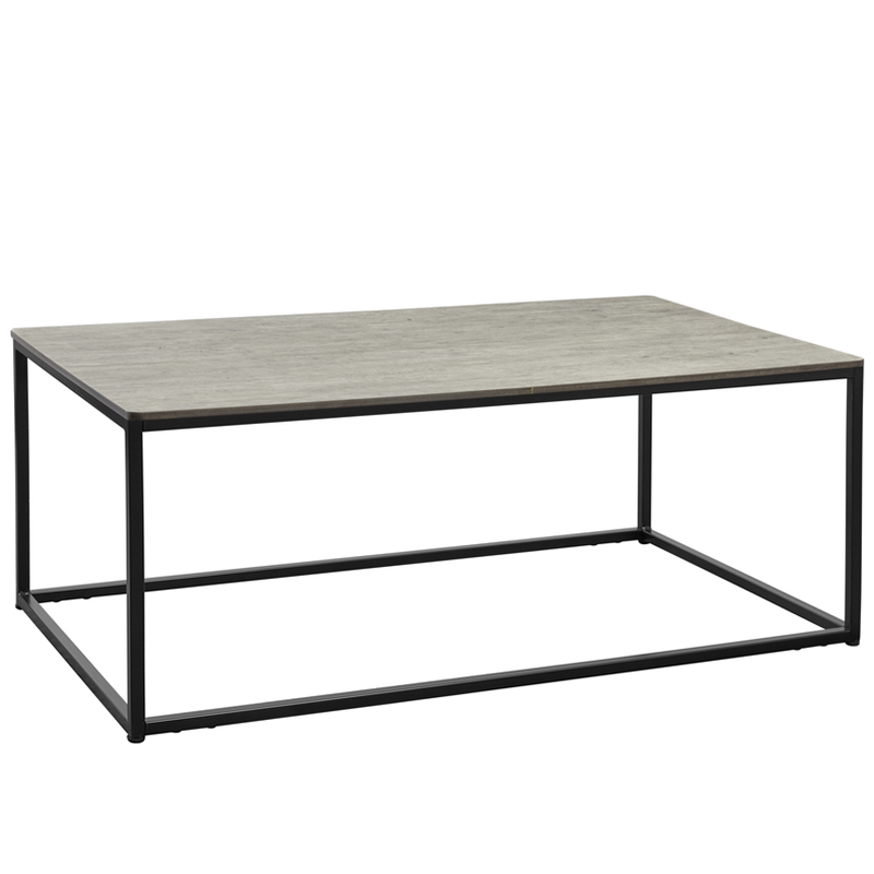 Chunk Cement Rectangular Black Steel Complete Coffee Table