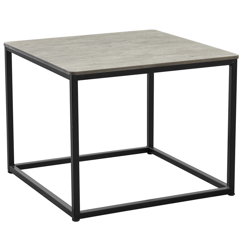 Chunk Cement Square Black Steel Complete Coffee Table