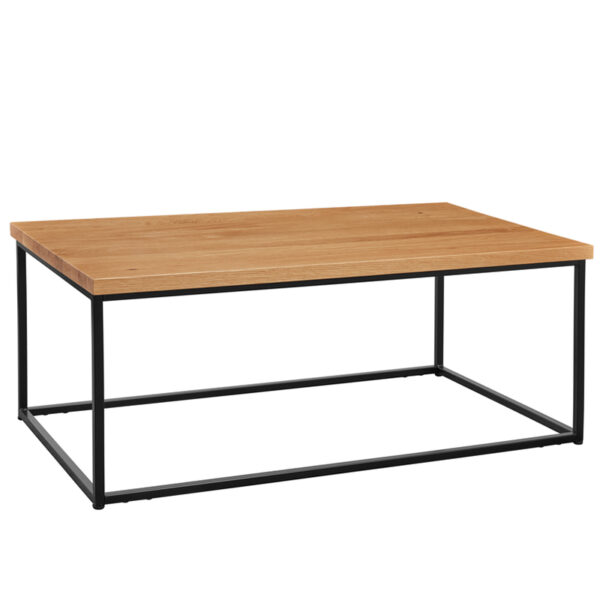 Chunk Natural Oak Rectangular Black Steel Complete Coffee Table