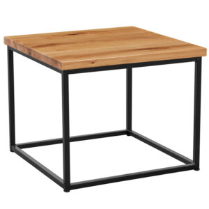 Chunk Natural Oak Square Black Steel Complete Coffee Table