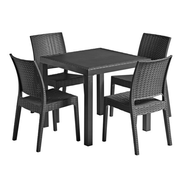 Nobis Furniture - Florida Square 4 Seater Dining Set - Dark Grey