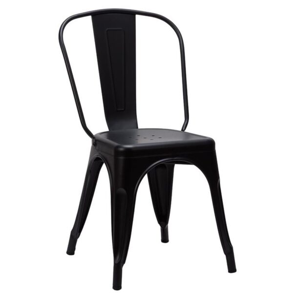 Nobis Furniture - French Bistro Industrial Side Chair - Matt Black