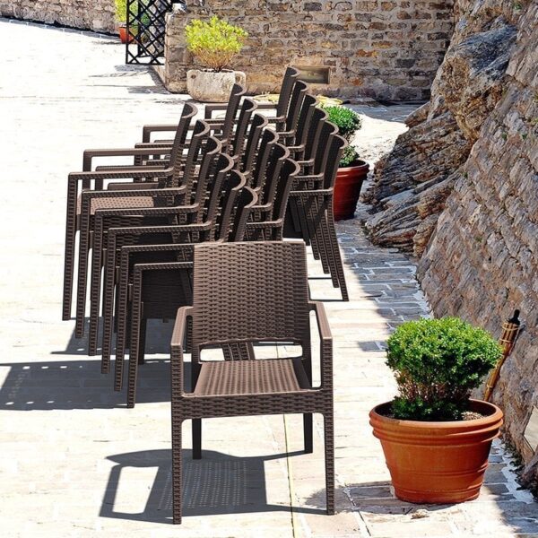 Nobis Furniture - Fleur Rattan Outdoor Stacking Arm Chair