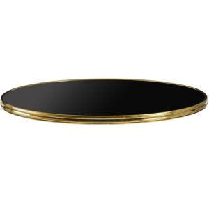 Nobis Furniture - Halo Deluxe Round Outdoor Table Top - Black with Gold Metal Rim