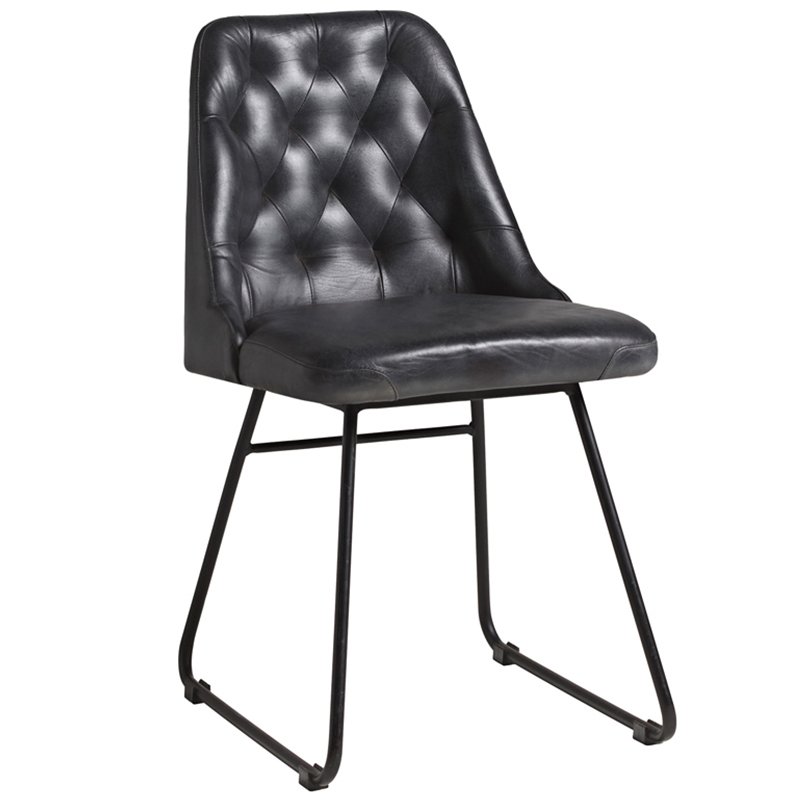 Nobis Furniture - Harland Side Chair - Vintage Black Leather