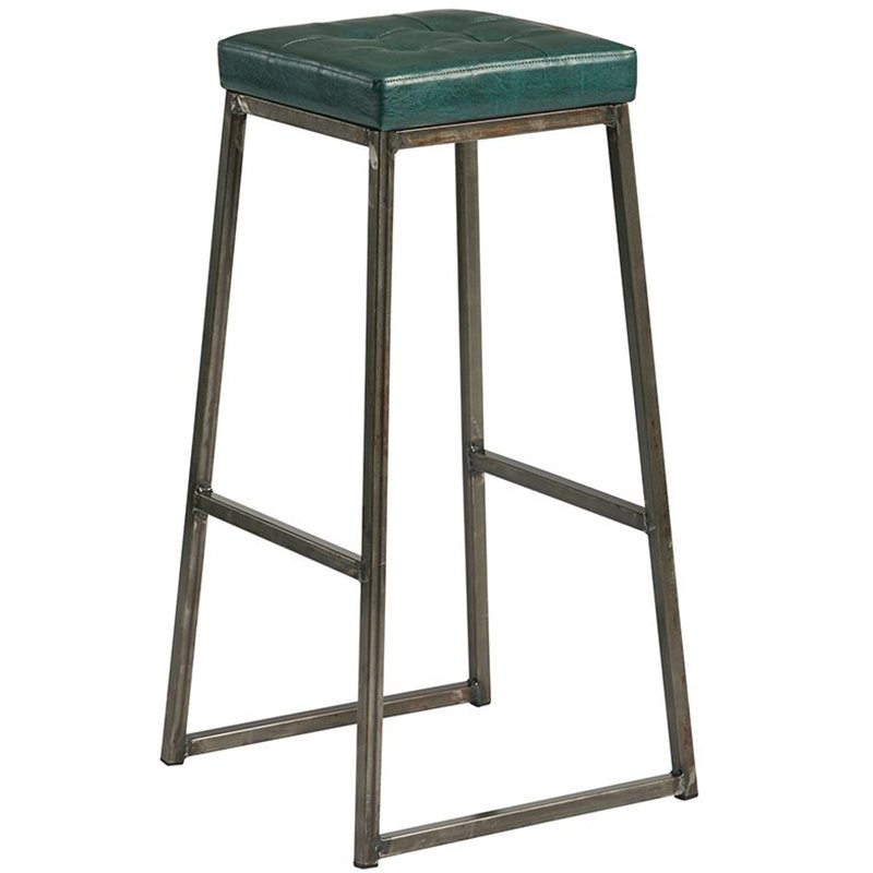 Nobis Furniture - Henry Bar Stool with Vintage Teal Seat Pad