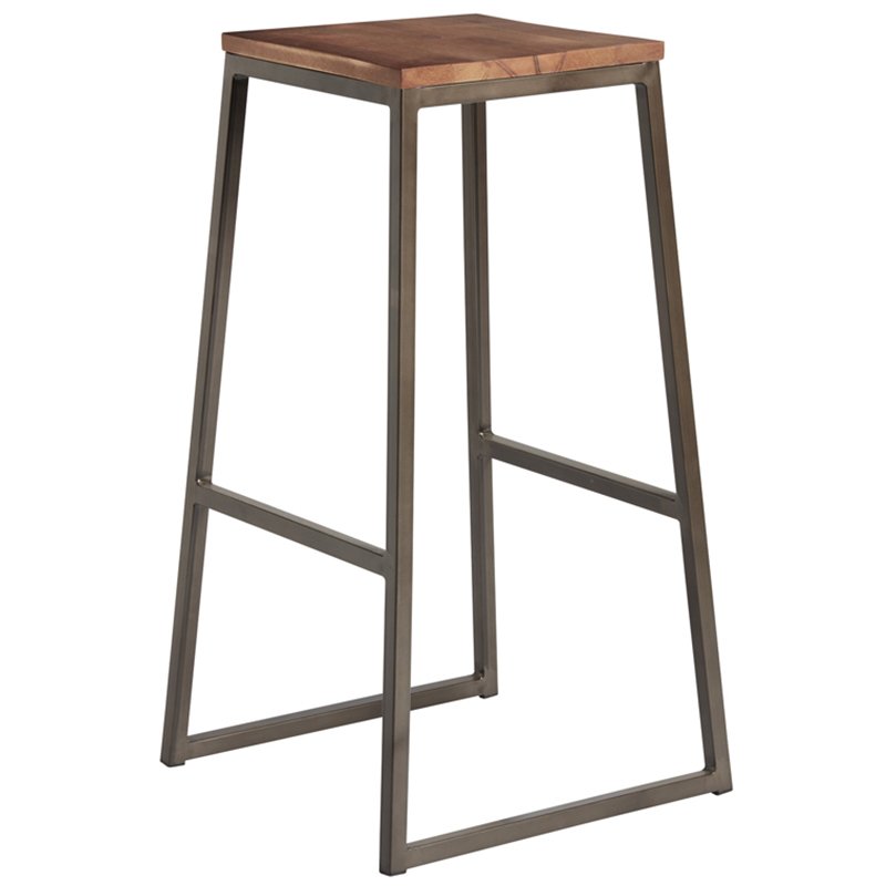 Nobis Furniture - Henry High Stool with Crafted Wooden Seat Pad
