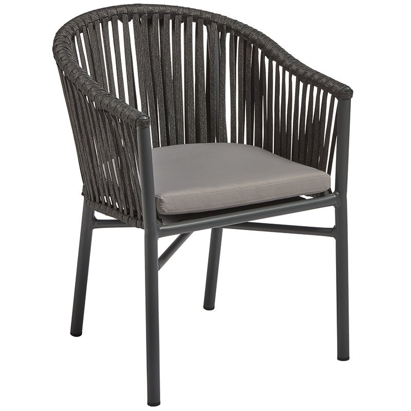 Nobis Furniture - Corda Stacking Outdoor Arm Chair - Dark Grey Weave