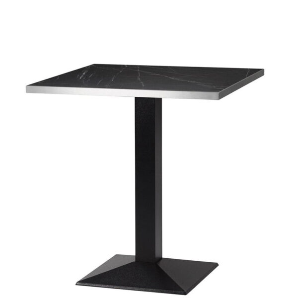 Hudson Pyramid Black Marble Silver Edge Laminate Square Dining Table - 3 Sizes