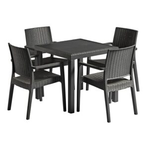 Nobis Furniture - Palma Square 4 Seater Dining Set - Dark Grey