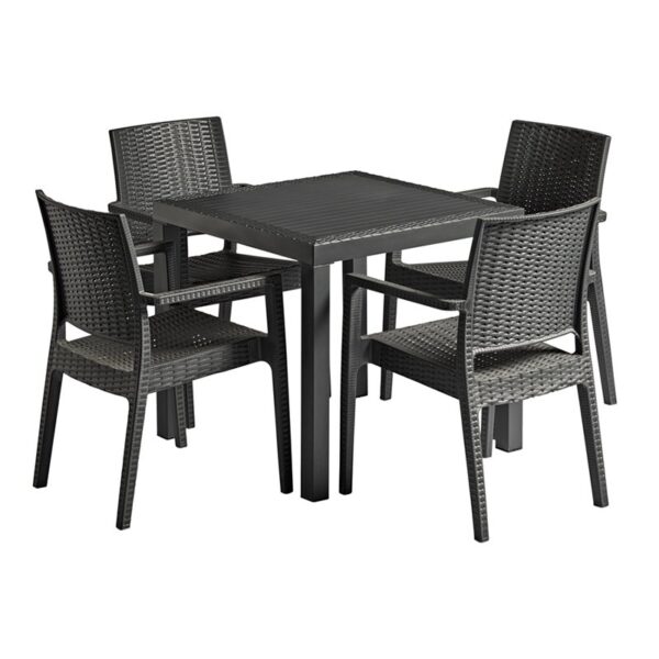 Nobis Furniture - Palma Square 4 Seater Dining Set - Dark Grey