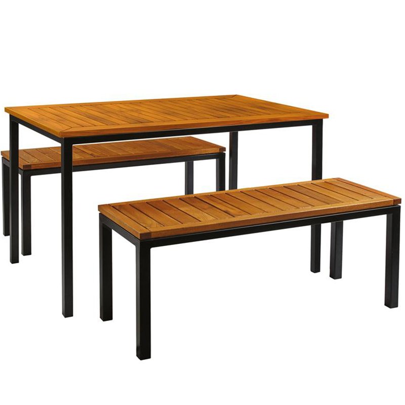 Nobis Furniture - Ice Outdoor Rectangular Slatted Bench Dining Set