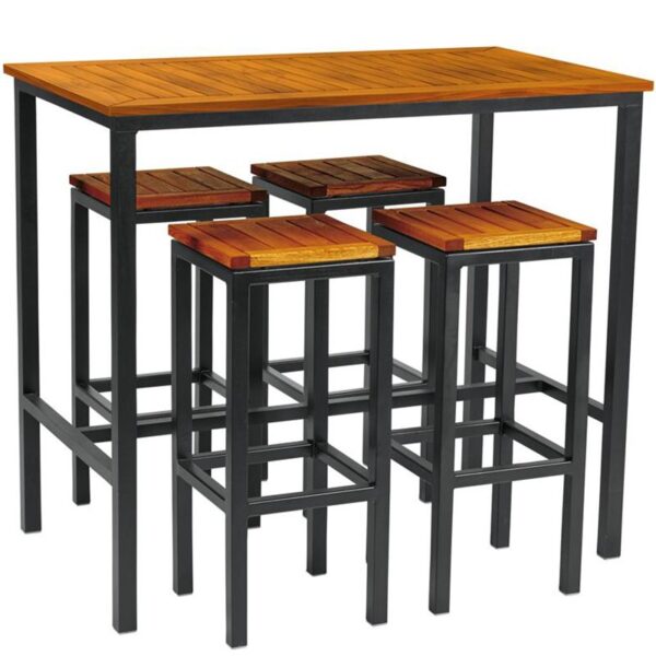 Nobis Furniture - Ice Outdoor Rectangular Slatted Poseur Stool Set